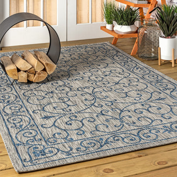 Charleston Vintage Filigree Textured Weave Indoor/outdoor Area Rug